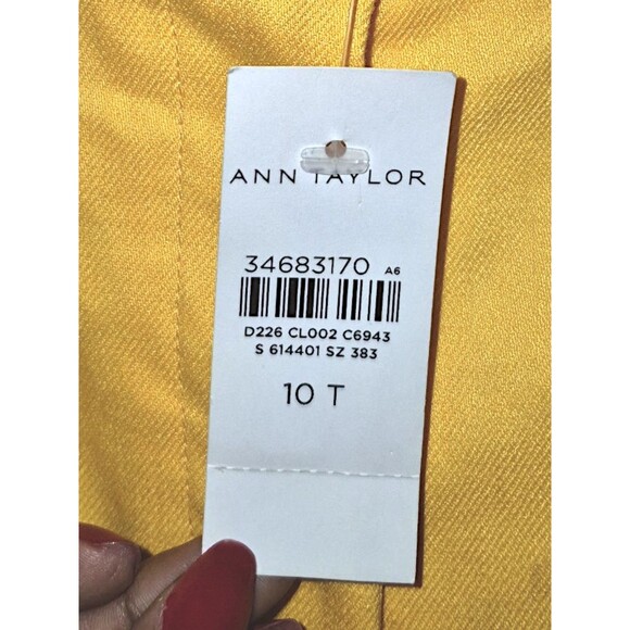 Ann Taylor The Ankle 10T Crop Linen Blend Dress Slacks Pant Yellow NWT  *FLAW* - Picture 4 of 7